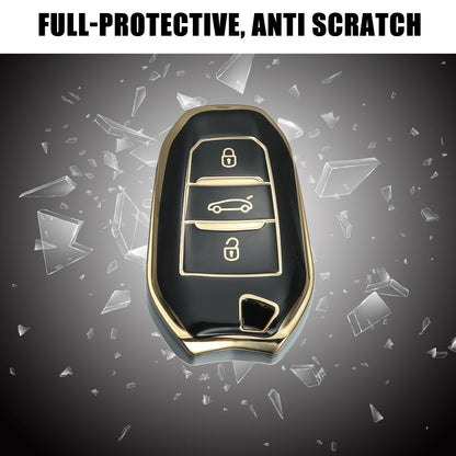 Silicone Key Fob Case Cover for Peugeot 3008 5008 (2017-2020) Black