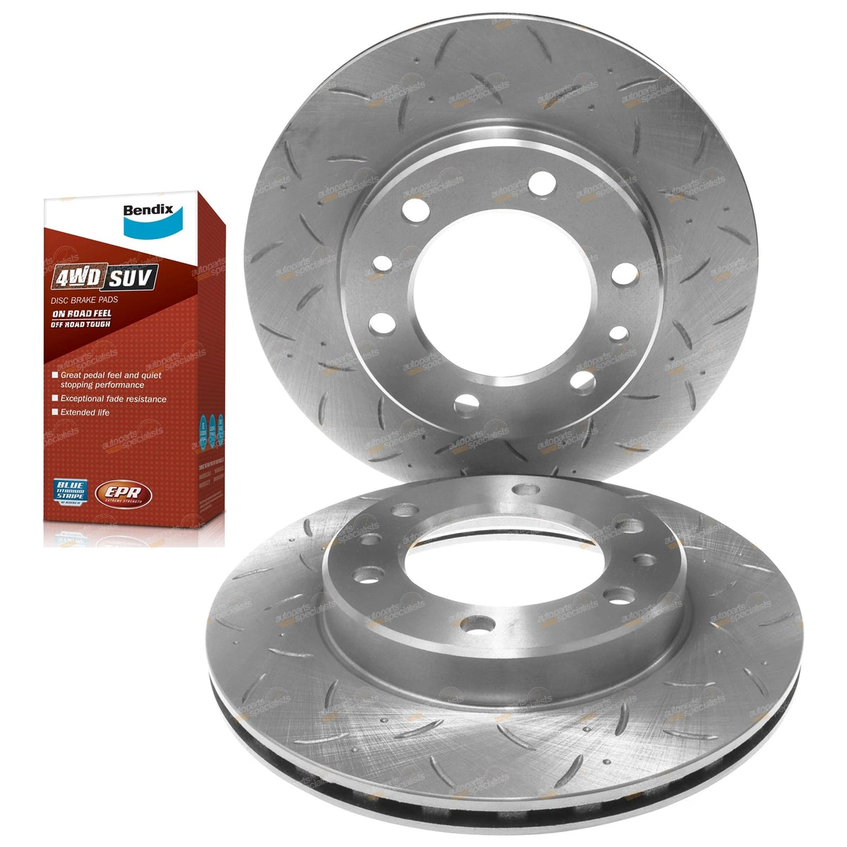 Drilled Slotted Front Disc Brake Rotors + Pads for Landcruiser (1980–1990)