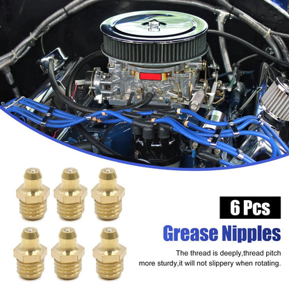 6pcs M10 x 1.5 Thread Brass Grease Nipple Fitting for Car