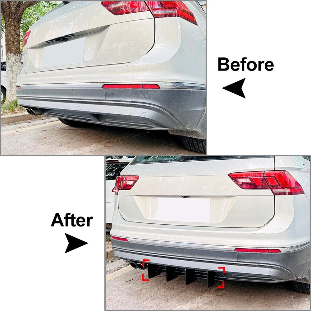 Black Rear Bumper Spoiler Protector for VW Tiguan L MK2 Standard Edition (2021-2023)