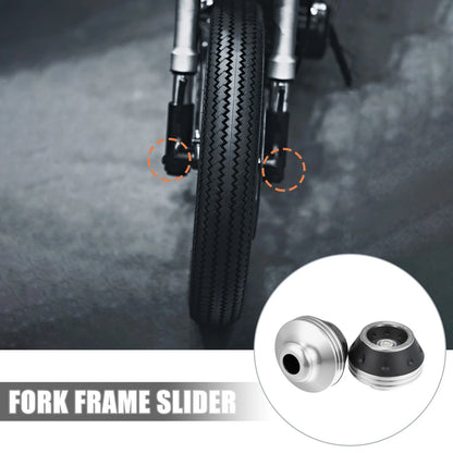 2 x Motorcycle Wheel Front Fork Frame Sliders Protection Silver Tone