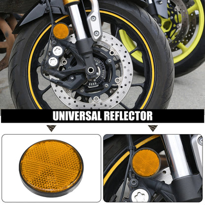 8 Pcs Reflective Round Spoke Orange Self-Adhesive Reflector for Motorcycle