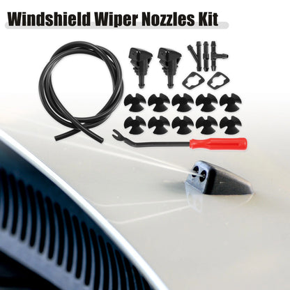 1 Set Front Windshield Washer Nozzle Kit for Dodge RAM with 1M Hose
