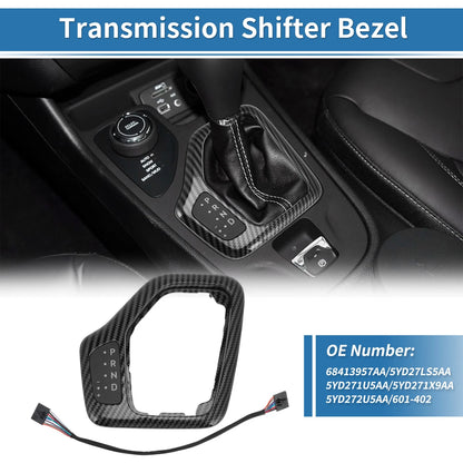 Transmission Shifter Bezel for Jeep Cherokee 2014-2018 Black Carbon Fiber