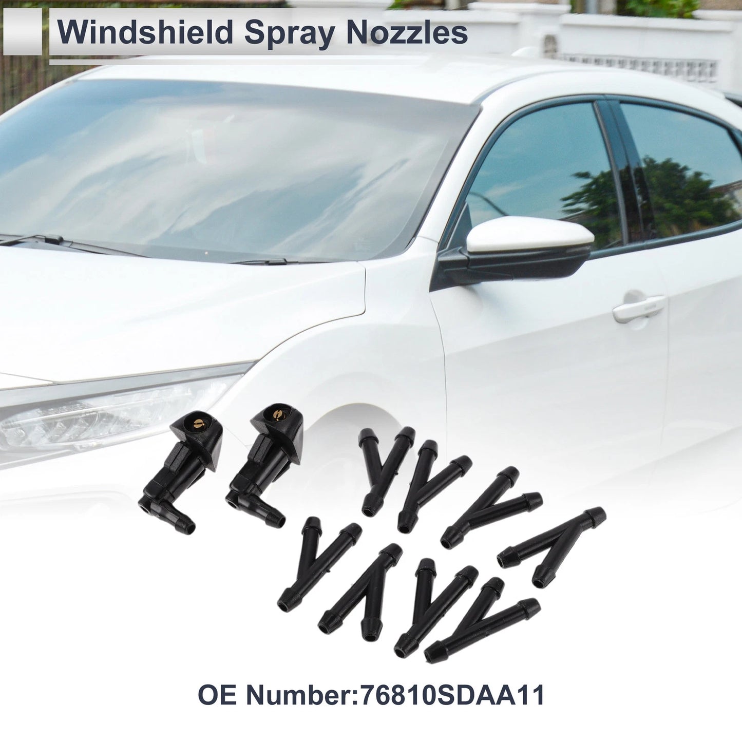 Washer Nozzle & 8 x Hose Connectors for Honda (No.76810SDAA11)