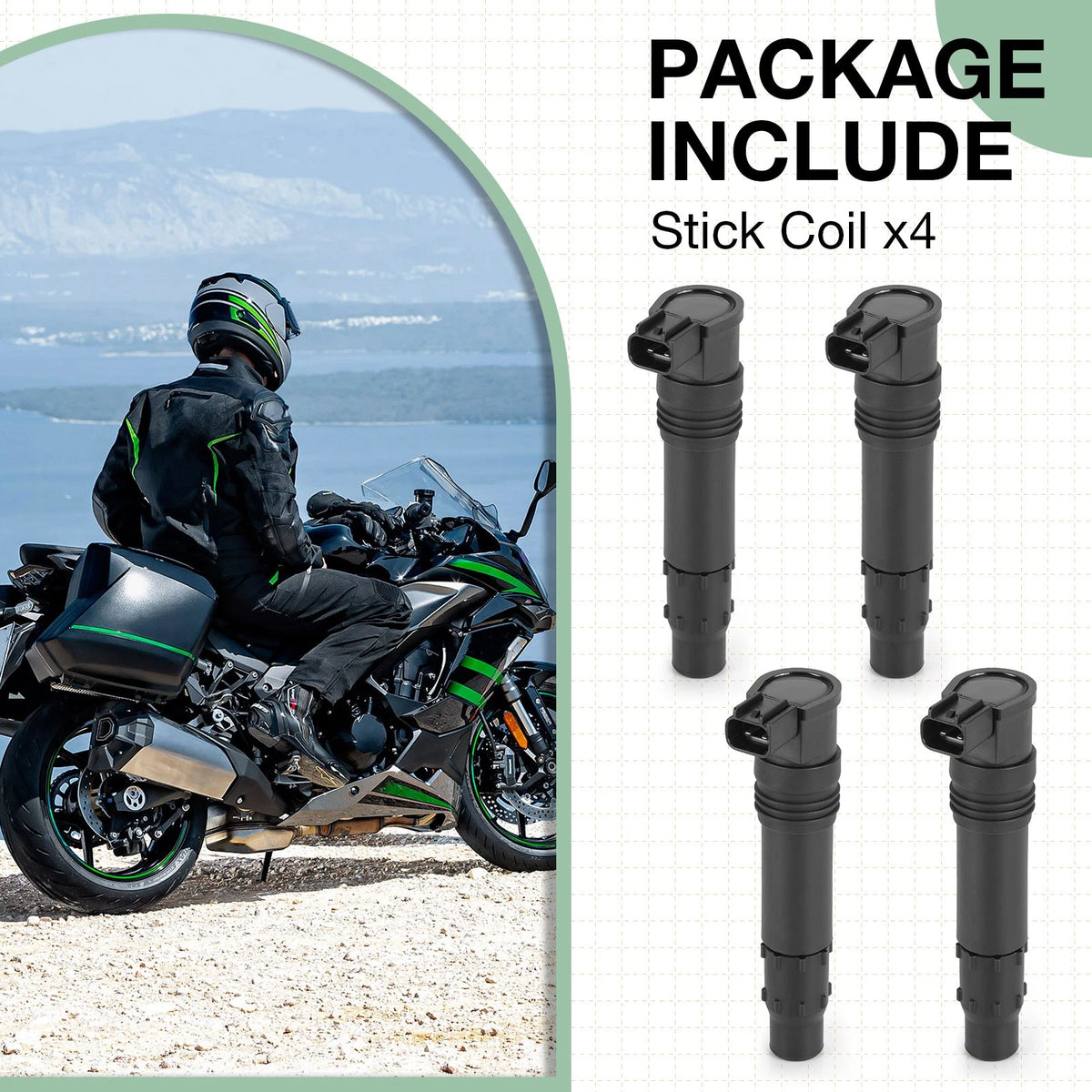 4 x Ignition Coils for Kawasaki Ninja ZX-12R (2000–2005)