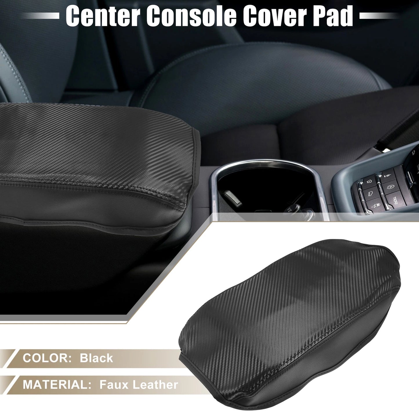 Car Center Console Armrest Cover for Toyota Camry (2007-2011) Faux Leather Black