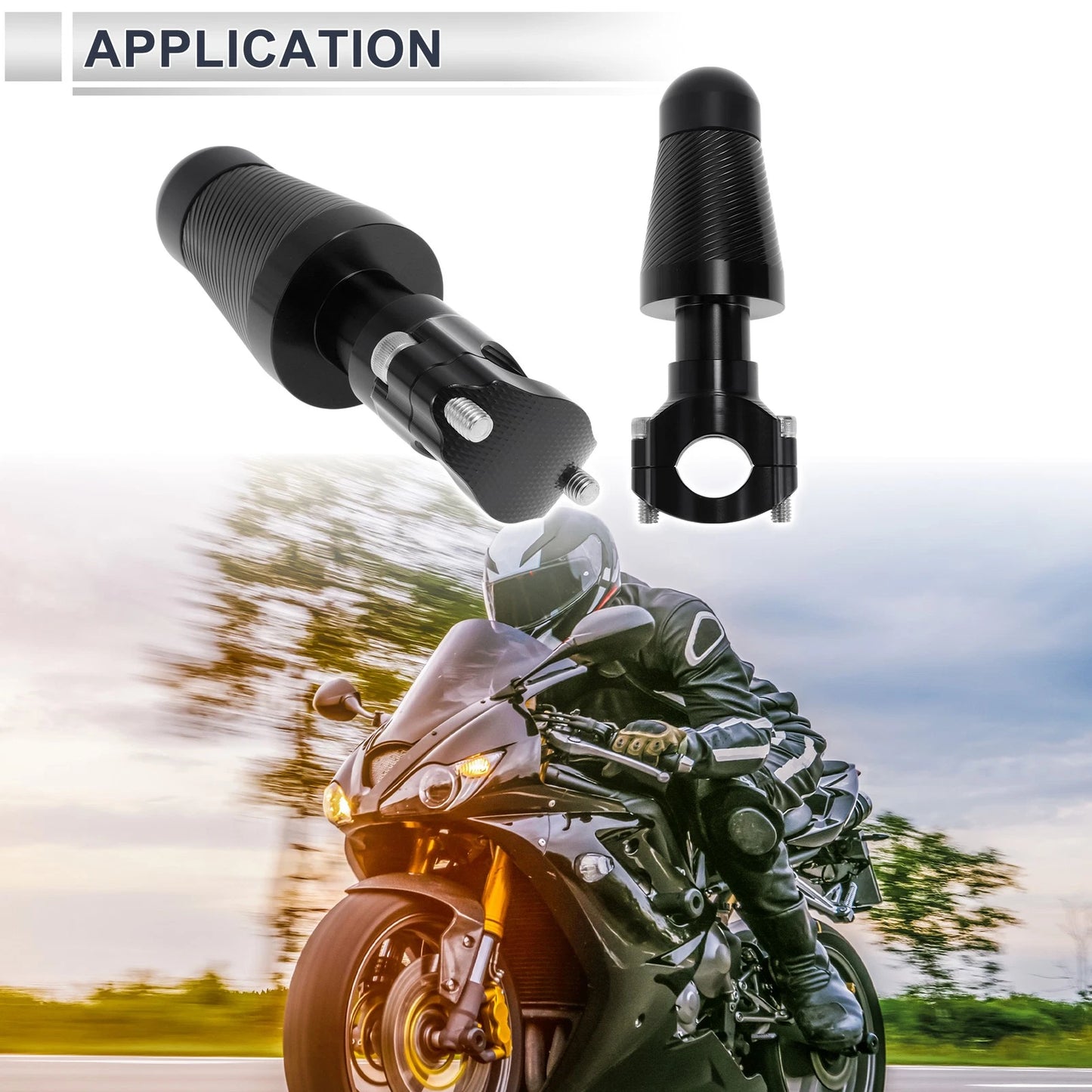 0.87"-1.1" Aluminum Alloy Motorcycle Slider Frame 2 x Black for Model (Year-Year)