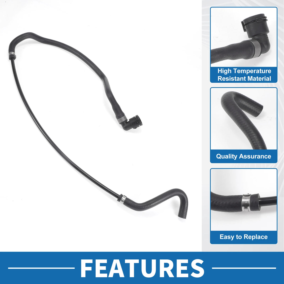 Engine Radiator Hose for BMW 750i 4.8L (2006-2008) Rubber Black 1 x Piece