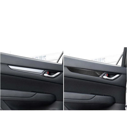 4pcs Carbon Fiber Side Door Panel Decor Trim Fit For Mazda CX-5 2017-2018