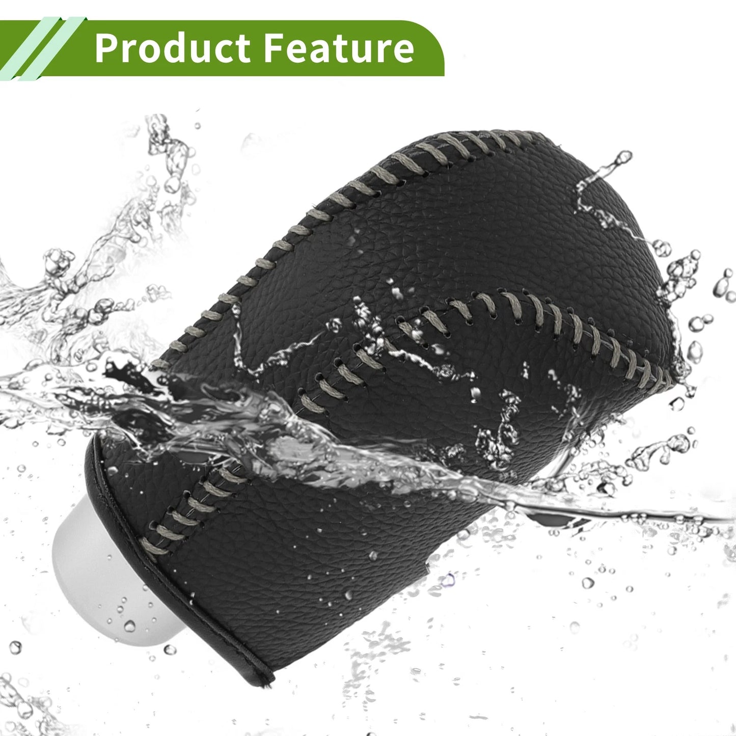 Mazda 3 Gear Shift Knob Cover 2014-2018 Pebbled Black Grey Faux Leather