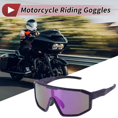 Goggles for Motorcycle Riding Purple Lens Purple with Green Yellow Spots Frame