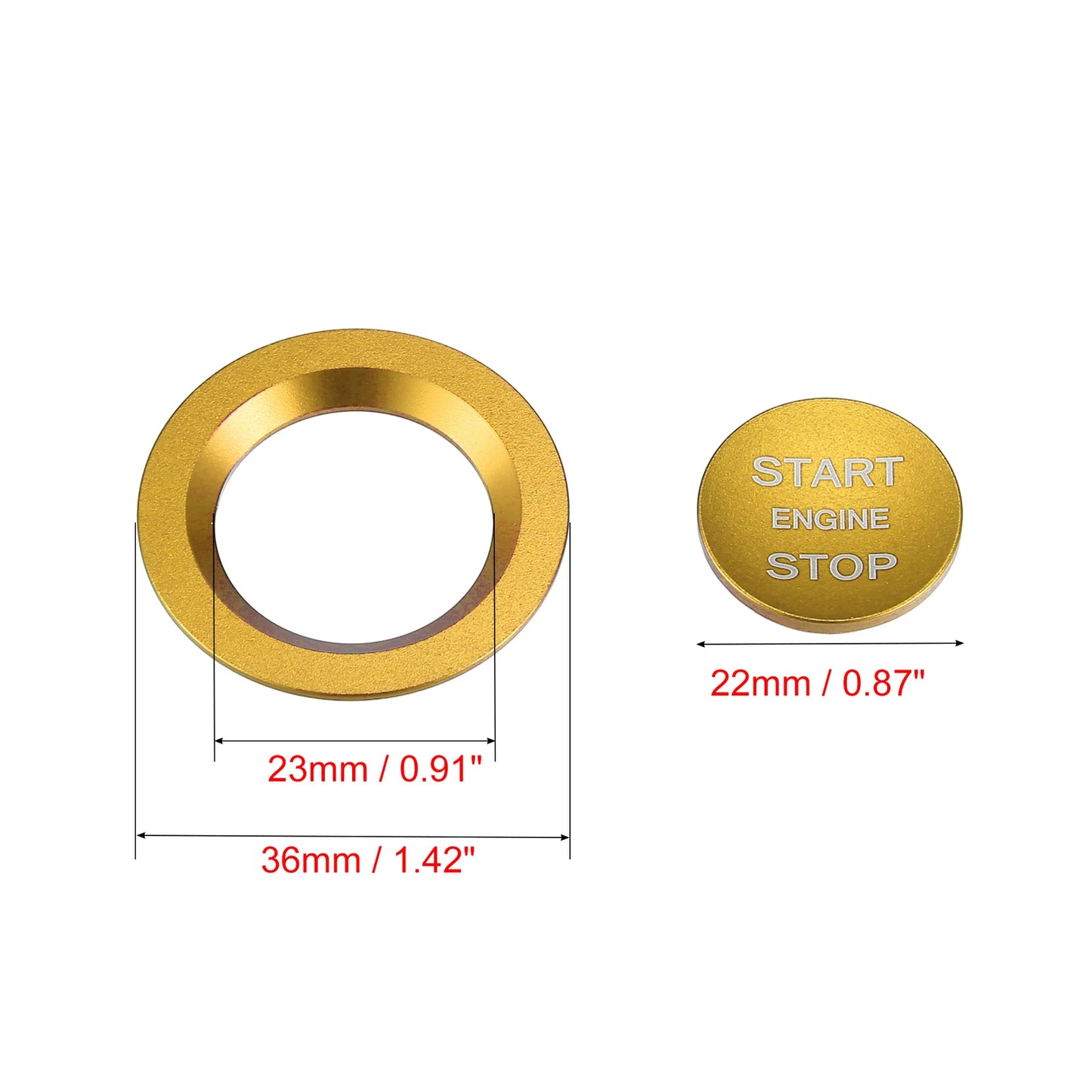 Gold Tone Start Stop Button Cover Kit for Land Rover Discovery, Range Rover