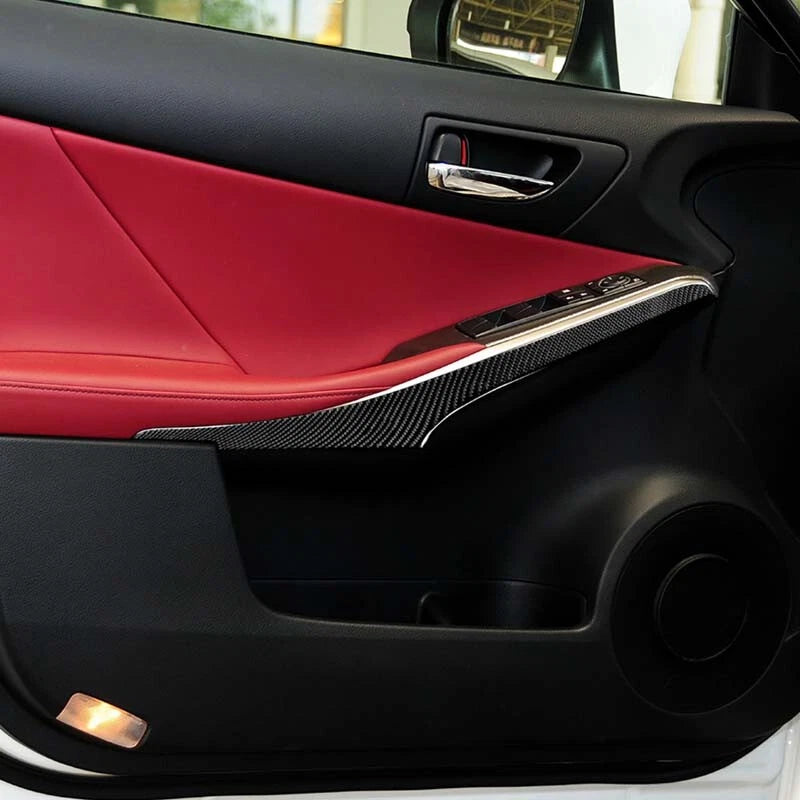Pair Carbon Fiber Front Door Handle Cover Armrest Trim Fit For Lexus IS250 IS300