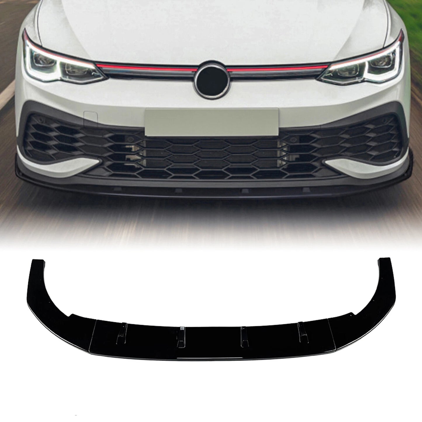 Front Spoiler Lip Splitter for VW Golf 8 R GTI (2020-2023)