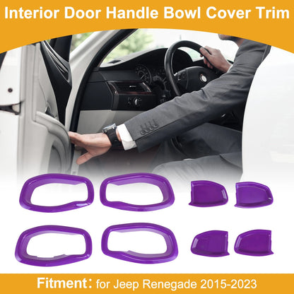 Interior Door Handle Bowl Cover Trim for Jeep Renegade (2015-2023) 4 x Purple ABS