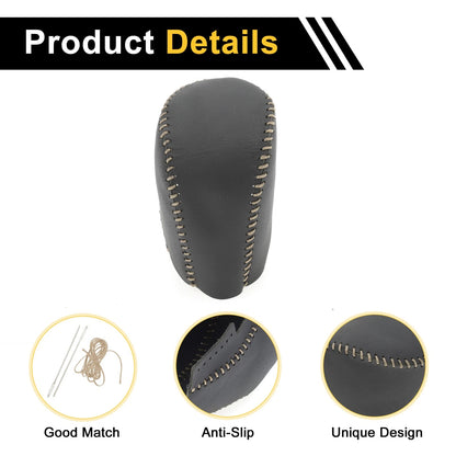 Car Gear Shift Knob Cover for Honda Civic (2016-2021) Black Beige Faux Leather