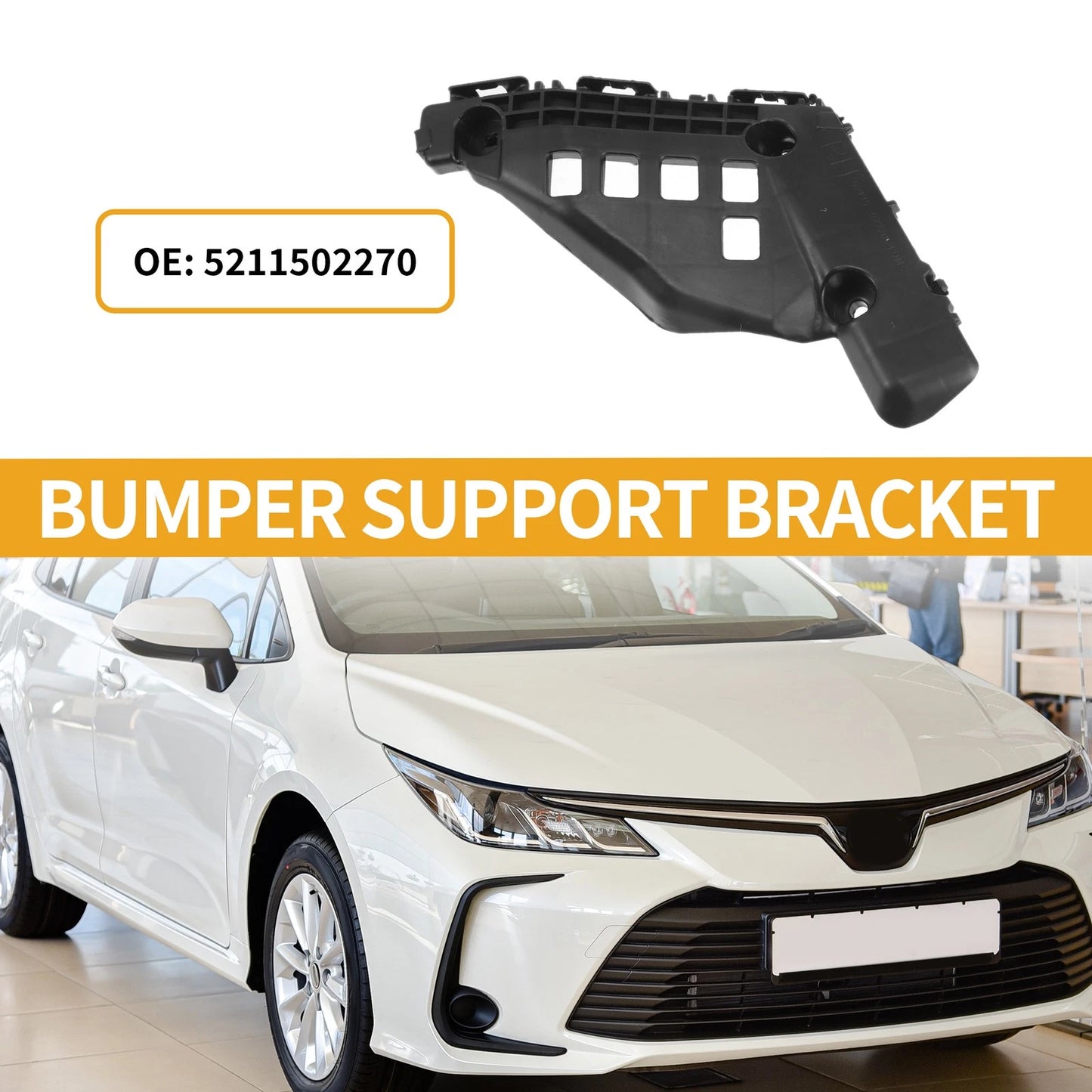RH Front Bumper Support Bracket for Toyota Corolla (2014-2016) 1 Pc Black