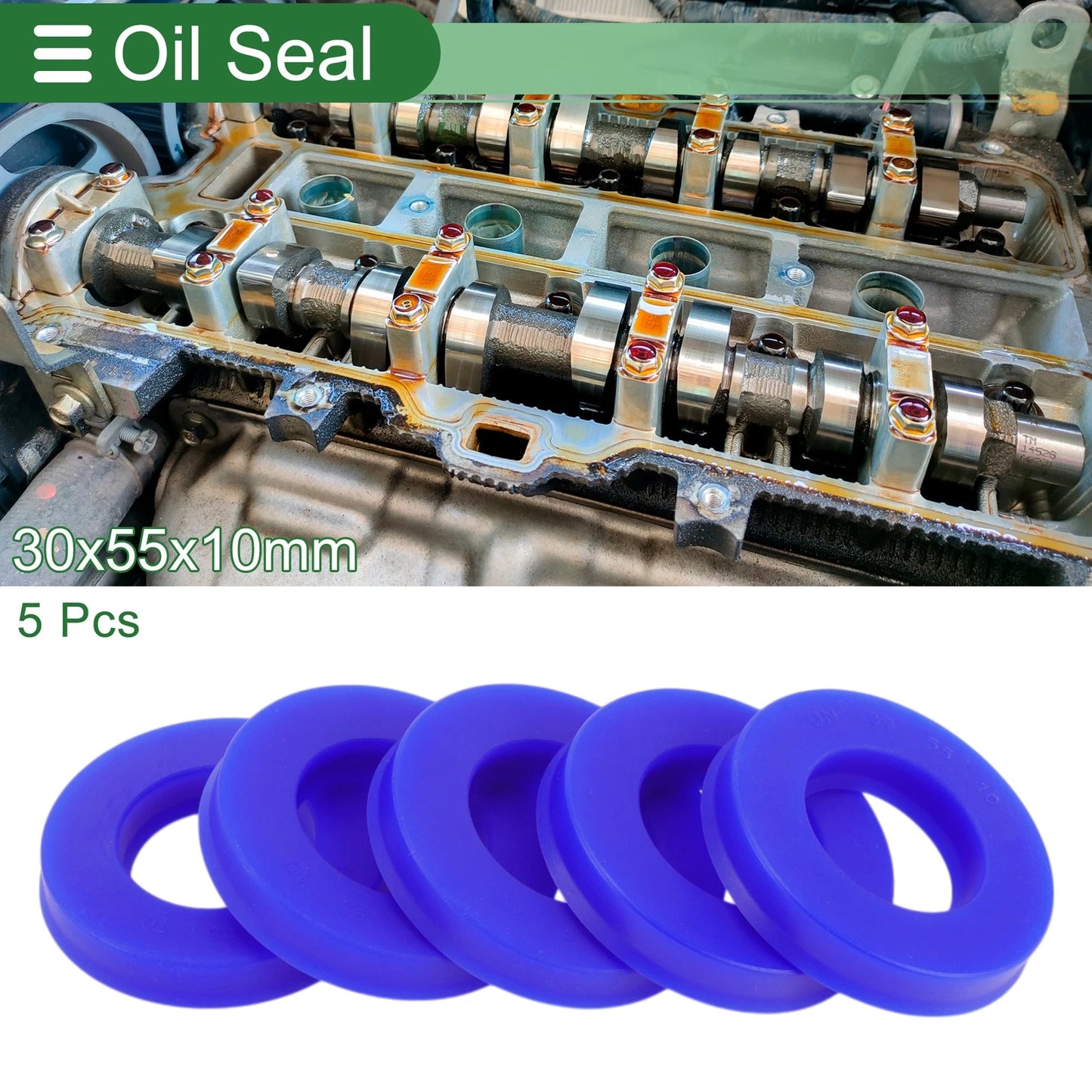 Oil Seal TPU Rotary Shaft Seal 30x55x10mm High Pressure Blue 5 Pcs