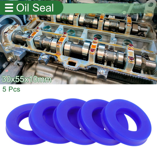 Oil Seal TPU Rotary Shaft Seal 30x55x10mm High Pressure Blue 5 Pcs