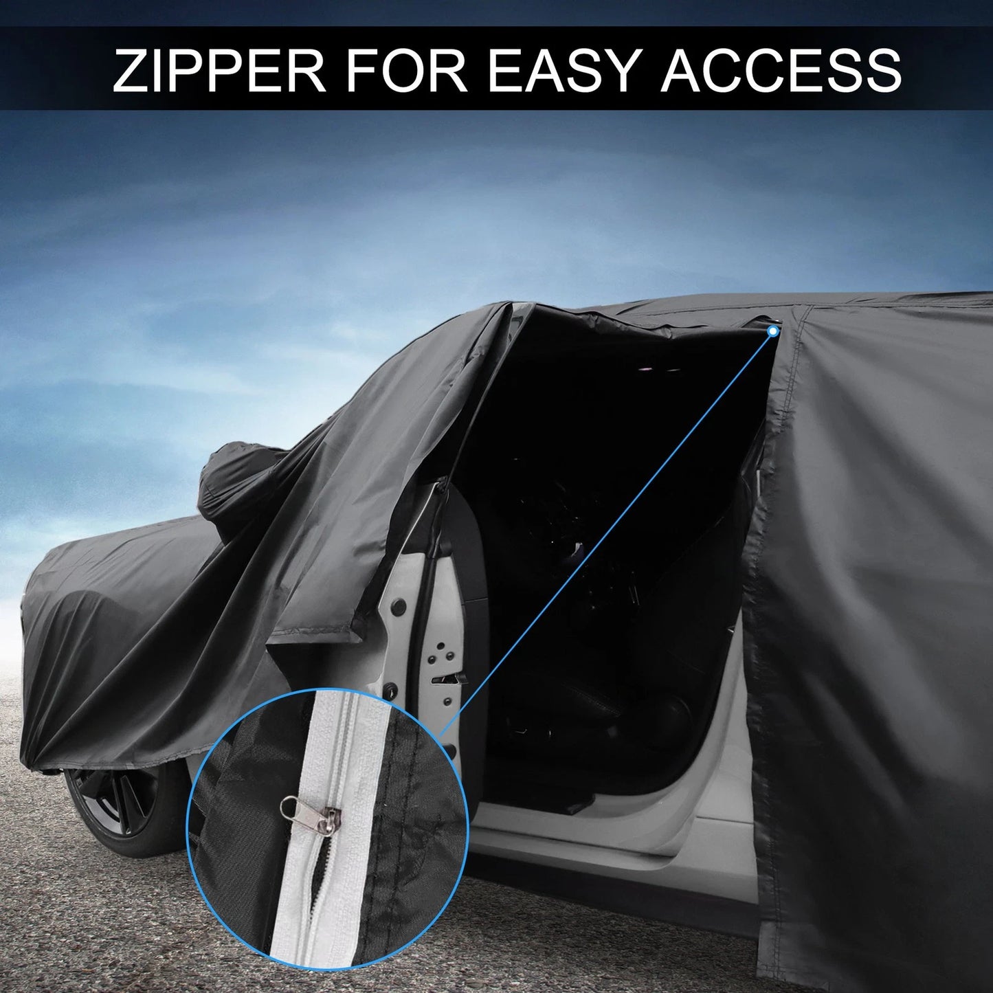 Car Cover Waterproof 210D-PU for Acura Integra Driver Door Zipper