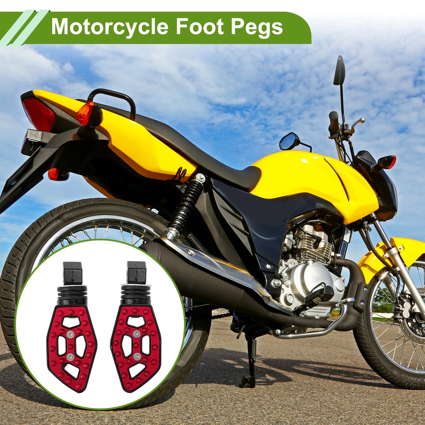 Motorcycle FootPegs 5.1" Rear Footrest Aluminum Alloy Foot Pedal Red 1 pair