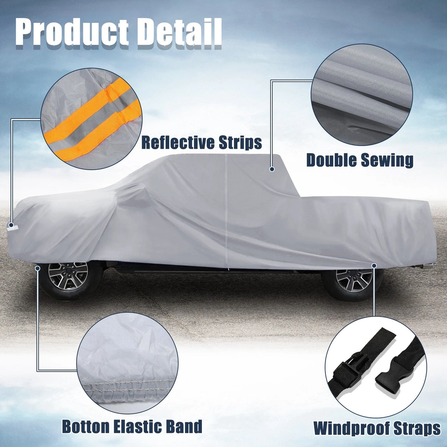 Pickup Truck Cover for Ford F150 Crew Cab 4 Door (2004-2021) Gray Sun Rain Protection