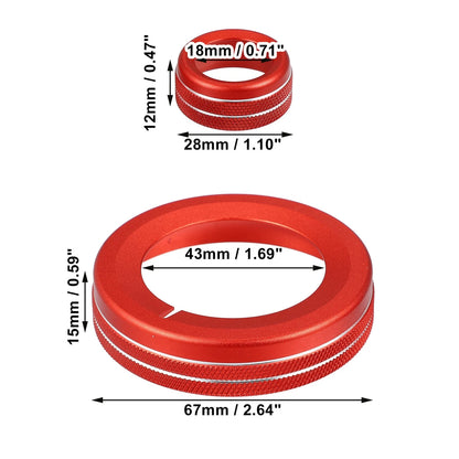 4 x Red Aluminum Alloy Center Control Ring Knob Cover for Chevrolet Camaro