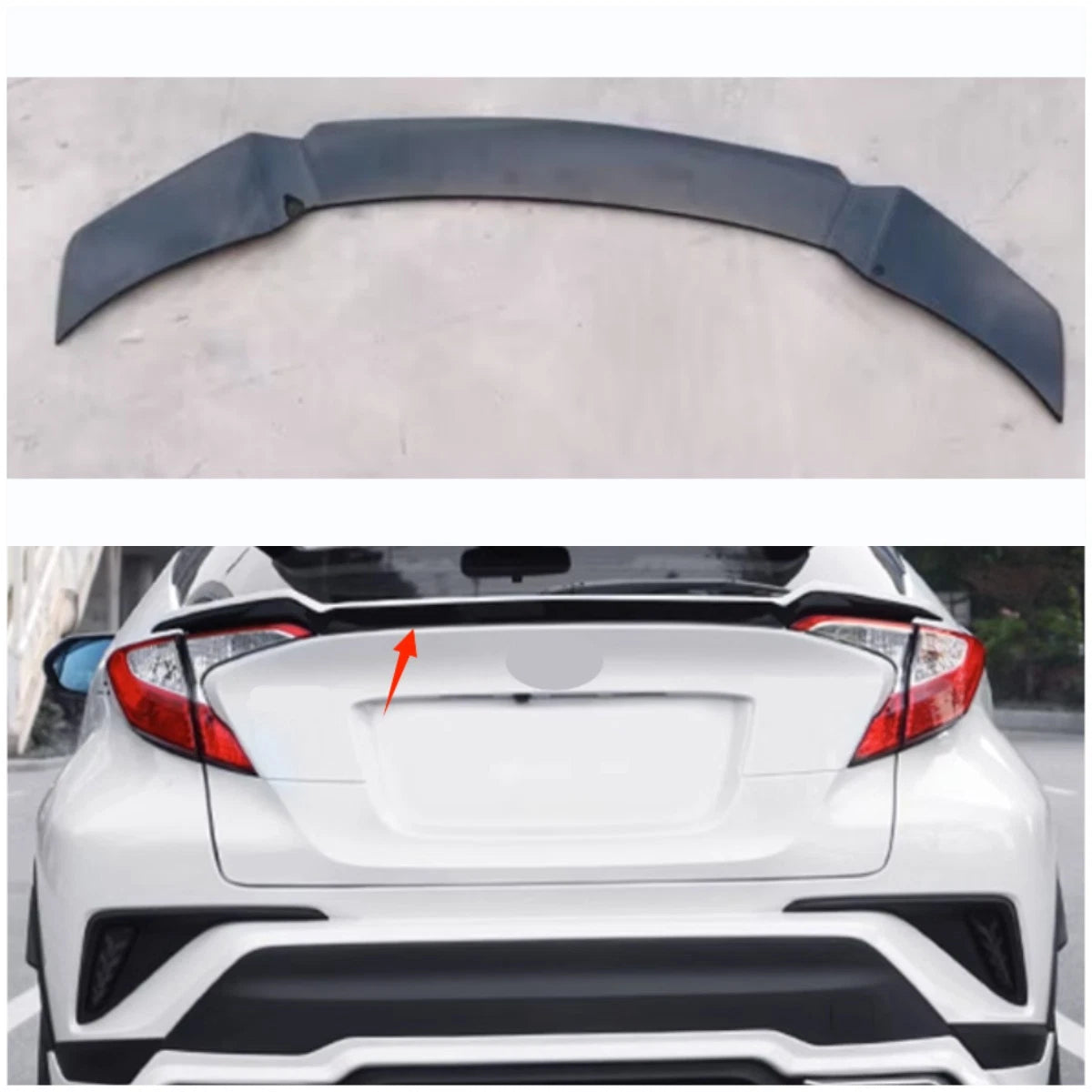Rear Boot Spoiler Wing Lip Glossy Black for Toyota C-HR (2016-2019)