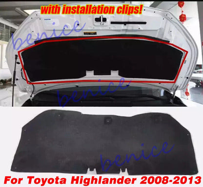 Engine Cover Hood Insulation Pad Heat Trim for Toyota Highlander (2008–2013)