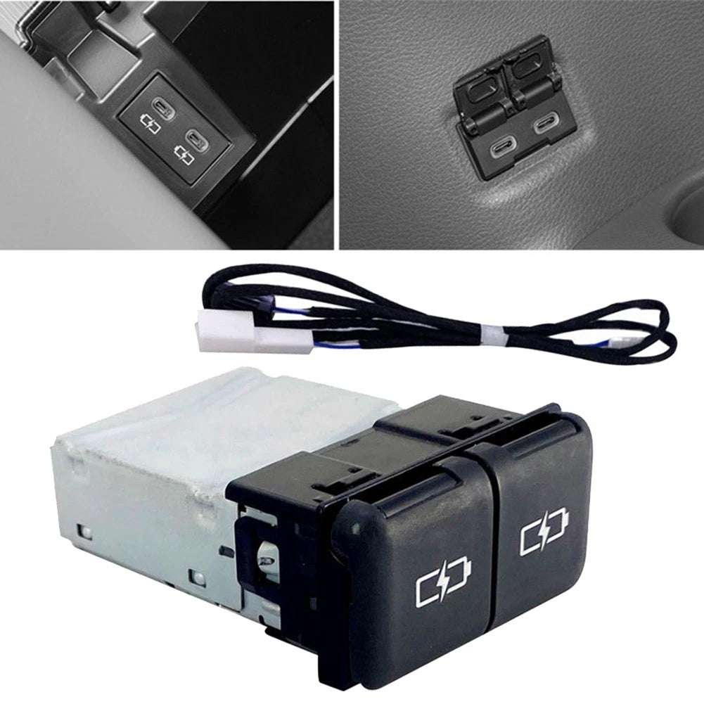 1PC Quick Charge Dual TYPE-C Interface Socket Fast Car Charger for Toyota