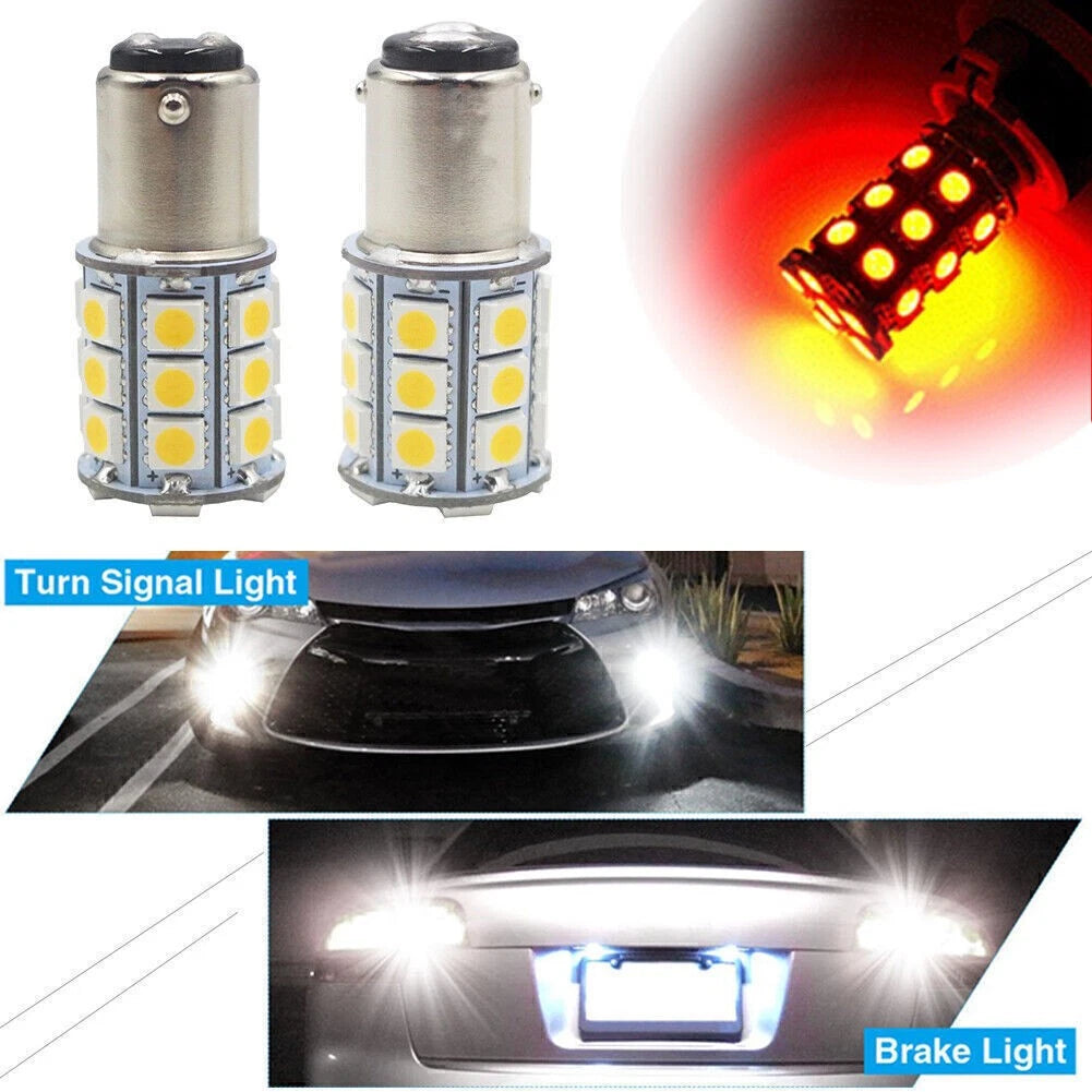 2 x 27SMD BA15D Red LED Light Bulbs for Marine Boat (1004, 1076, 1142)