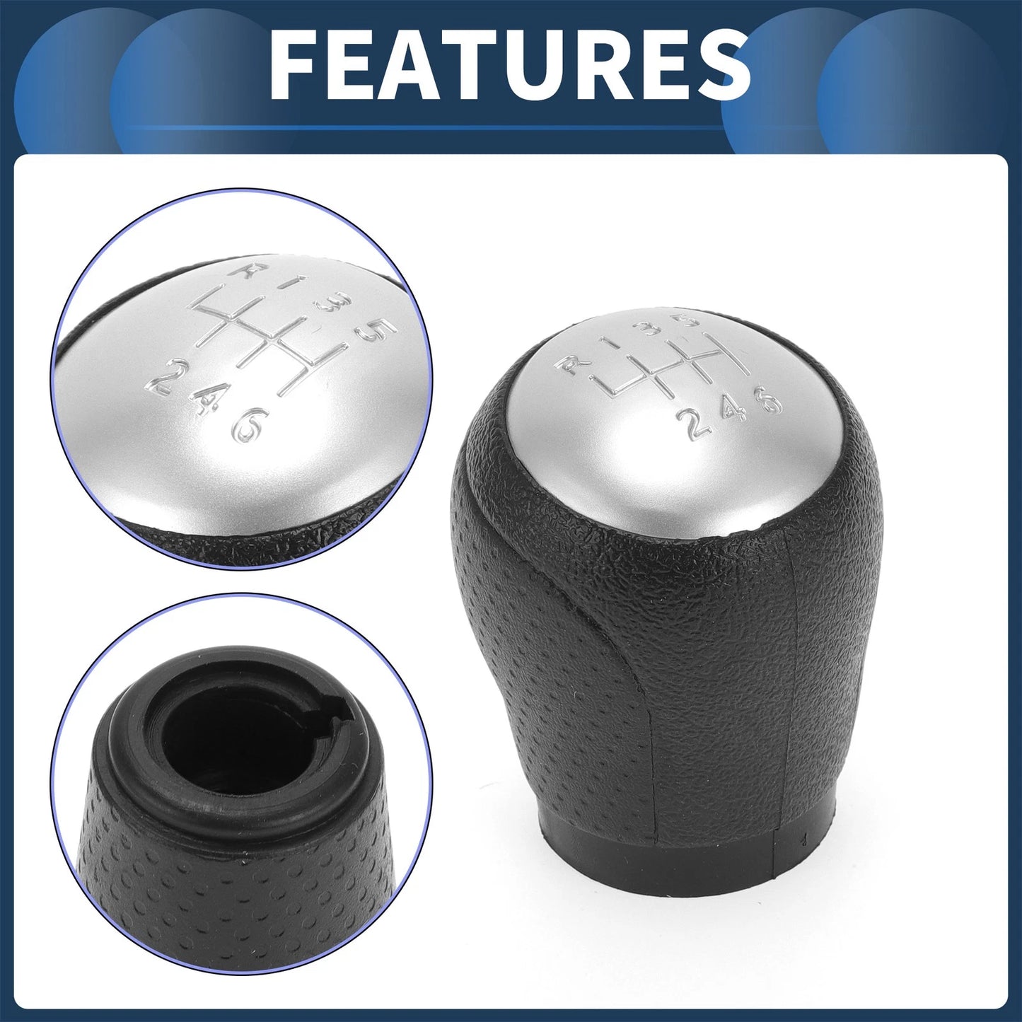 6 Speed Gear Shift Knob for Nissan Juke 2011-2013 Black Silver Tone