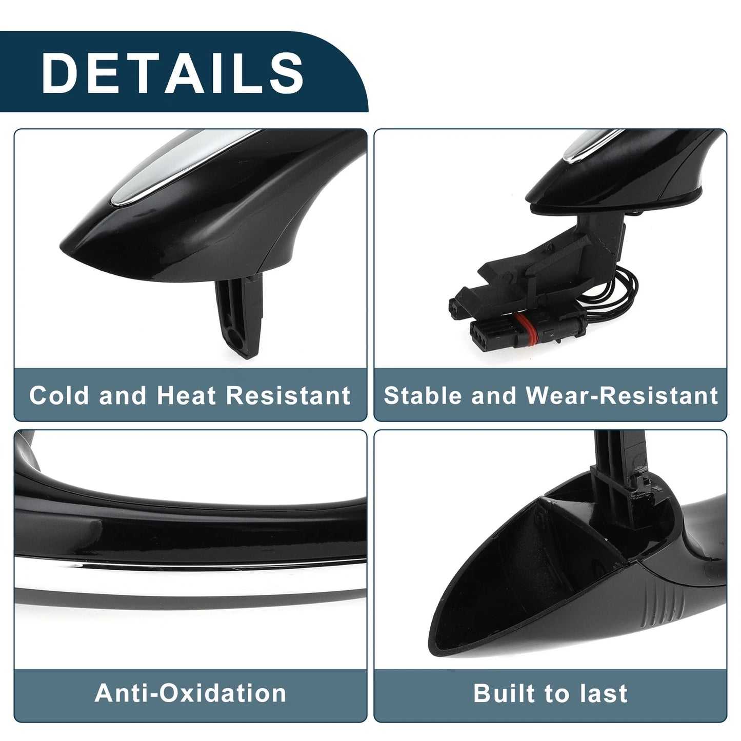 Rear Right Exterior Door Handle for BMW F07 F10 (2010-2017) Black Silver Tone