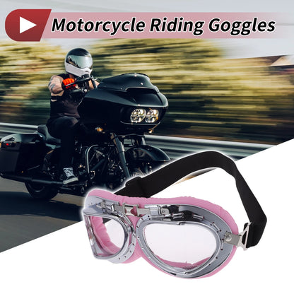Goggles for Motorcycle Riding Transparent Lens Pink Frame Cycling Sunglasses