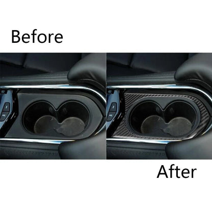 Carbon Fiber Interior Center Console Cup Holder Cover Trim for Cadillac ATS (2013-2019)