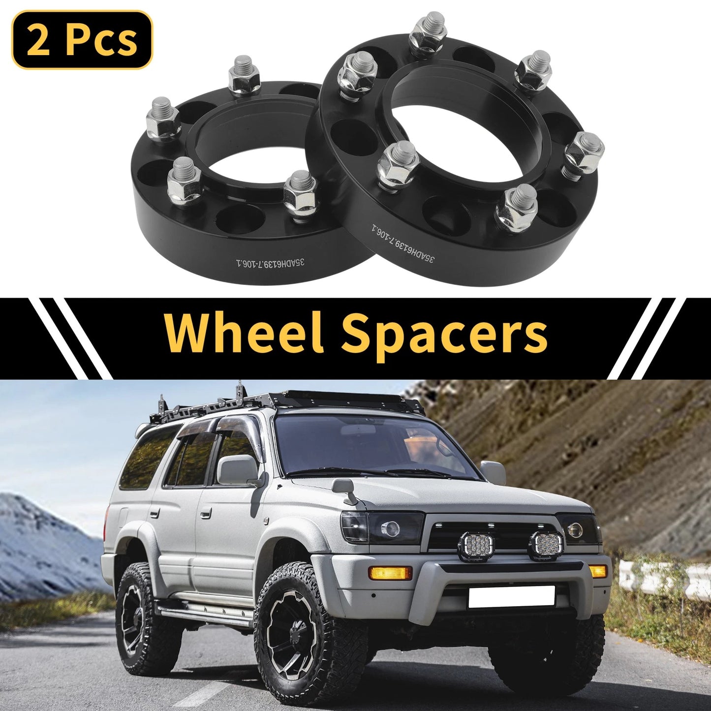 2 x 6x139.7mm Wheel Spacers 106.1mm M12x1.5 Toyota 4Runner (1989–2023)