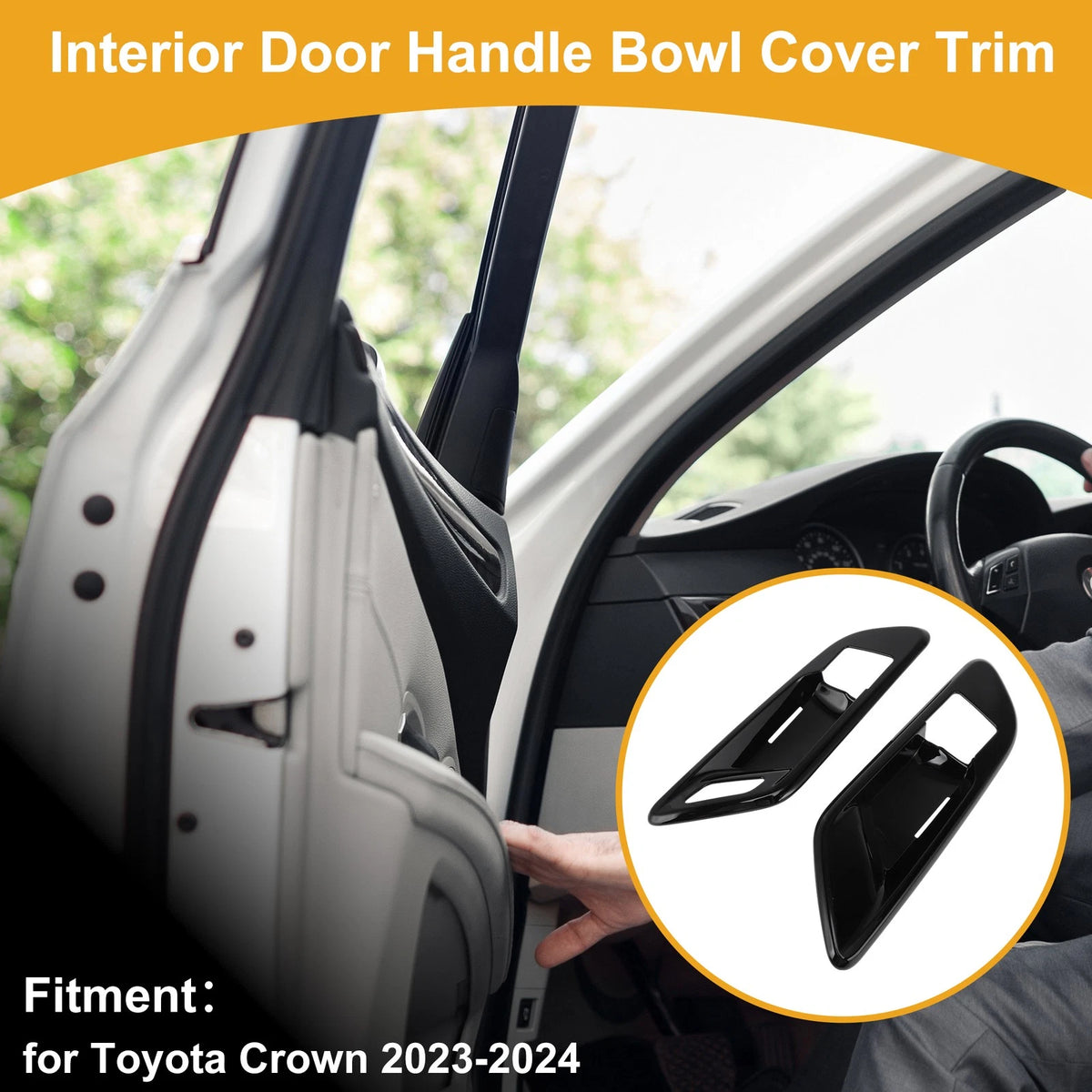 Interior Door Handle Bowl Cover Trim for Toyota Crown (2023-2024) Black