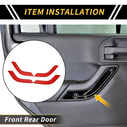 Front Rear Door Handle Panel Bezel Cover Trims for Jeep Wrangler JK JLU (2007-2023)