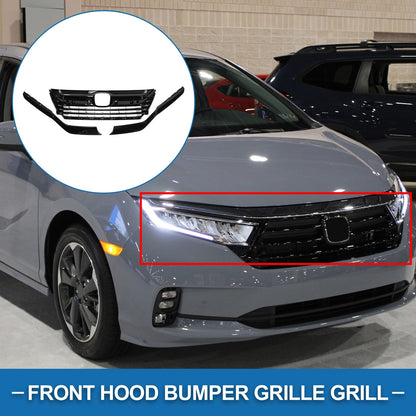 Front Upper Hood Bumper Grille for Honda Odyssey (2018-2021) Black