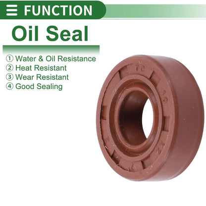Oil Seal 10x22x7mm Rotary Shaft Seal Fluorine Rubber Brown 5 Pcs
