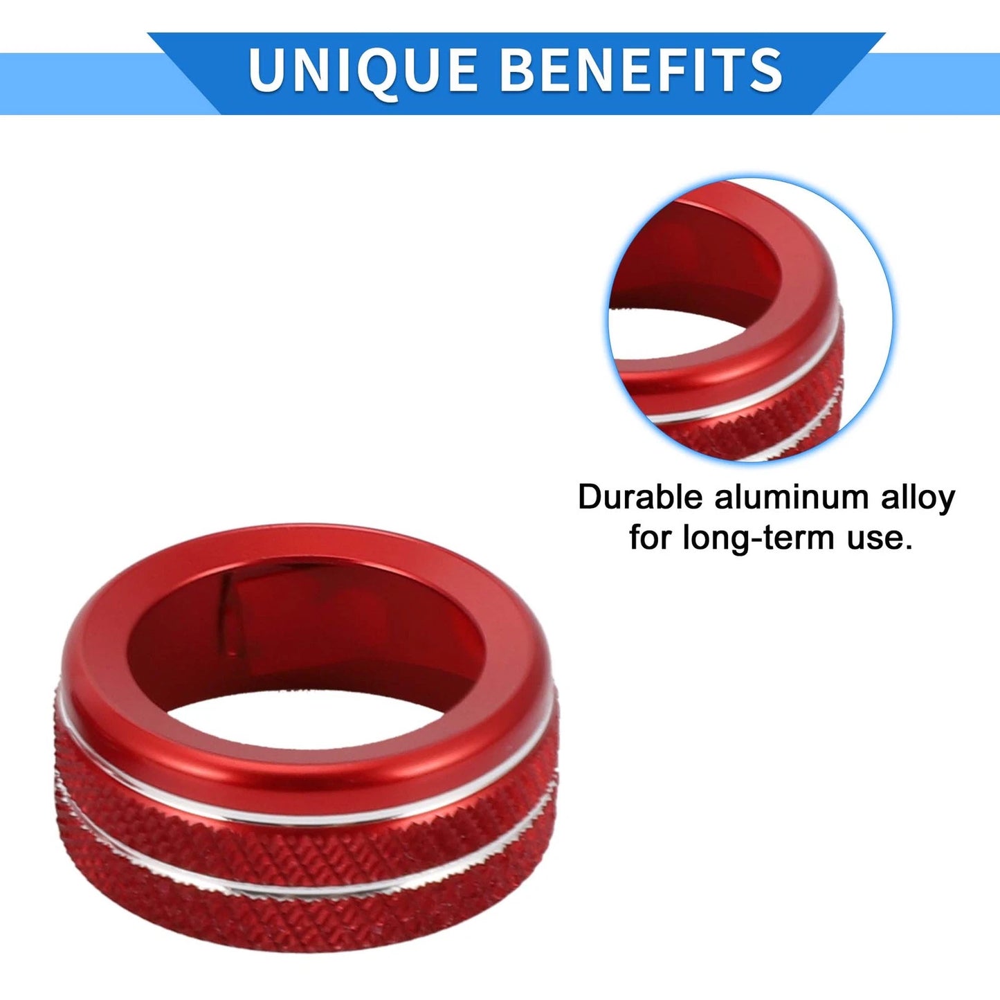 Red Audio Radio Tune Switch Knob Cover Ring for Toyota Tacoma (2020-2022)