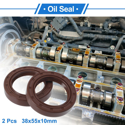 Oil Seal 38x55x10mm Brown 2 x Rotary Shaft Seal FKM Rubber