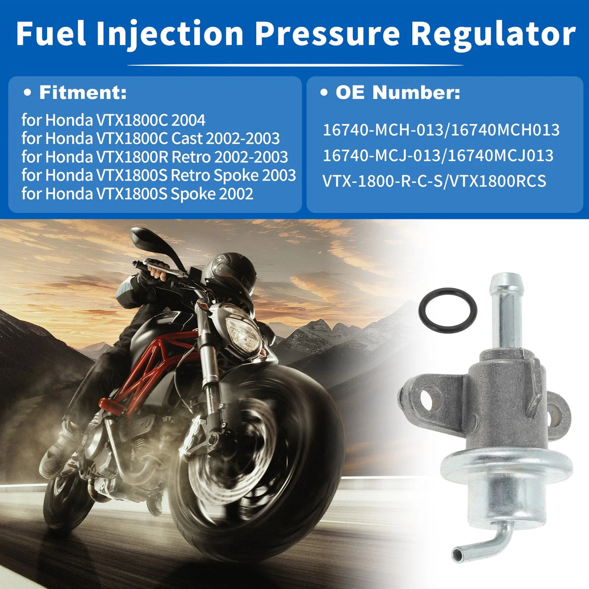 Fuel Pressure Regulator for Honda VTX1800 R/C/S (2002-2004) 1 x Pc