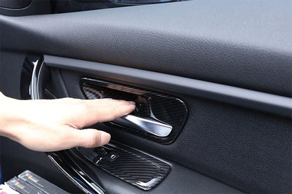 Carbon Fiber Look Interior Door Bowl Cover For BMW 3 4 Series F30 F32 2013-2018