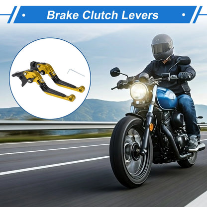 Adjustable Short Long Brake Clutch Levers for Yamaha YZF R1 Gold Tone Black