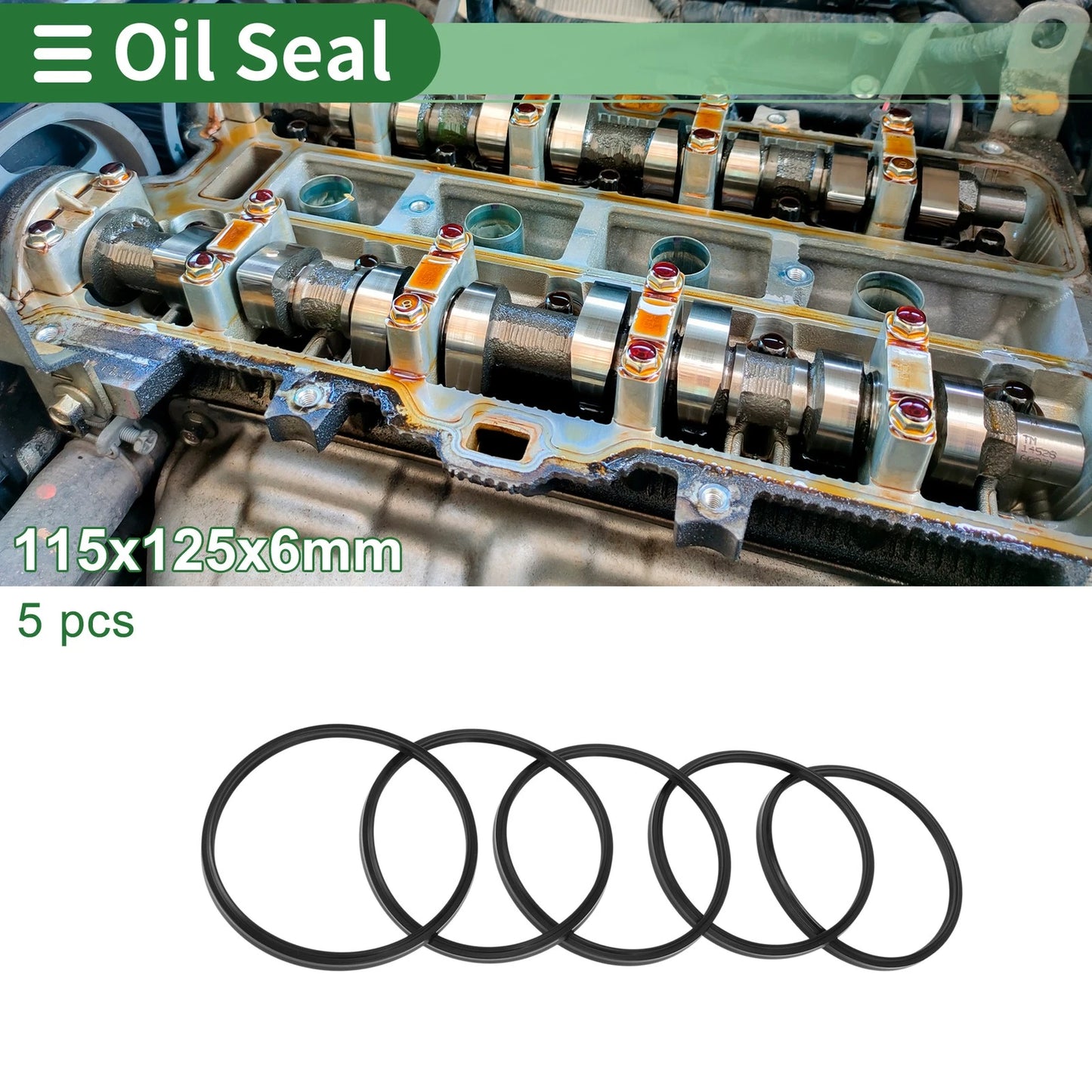 Oil Seal Rotary Shaft Seal 5 x 115x125x6mm NBR Black 5 Pcs