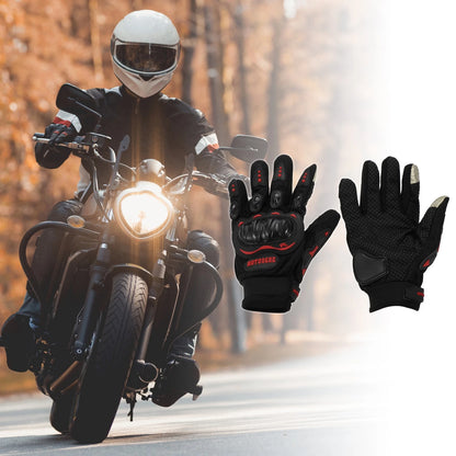 1 Pair Gloves Heat Dissipation Full Finger Black Red Polyester for Motorcycle