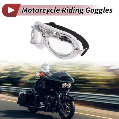 1 Pc Clear Lens Goggles White Silver Tone Frame PU Sponge for Motorcycle
