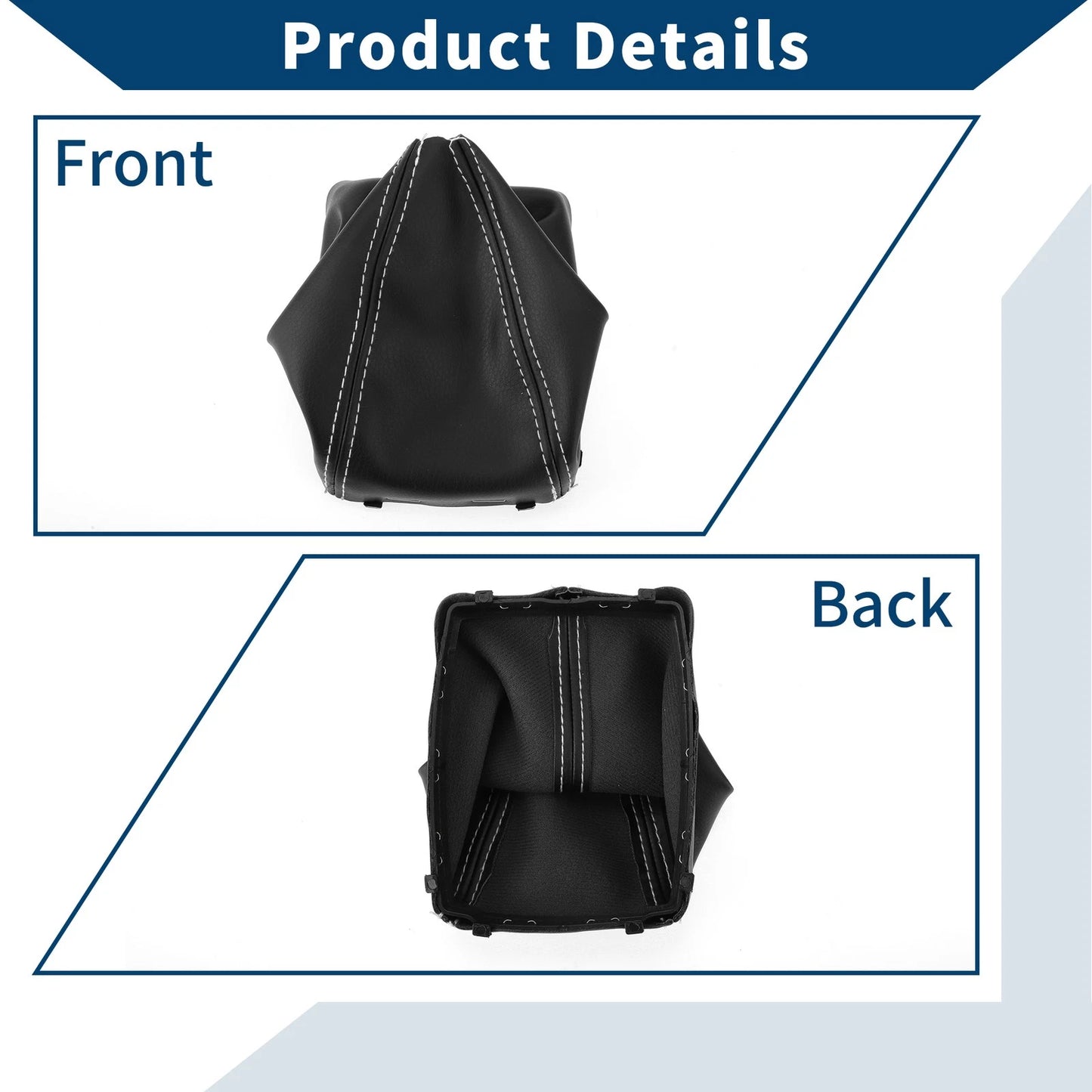 Car Gear Shift Stick Gaiter Black White Leather for Ford Focus C-MAX (2003-2010)